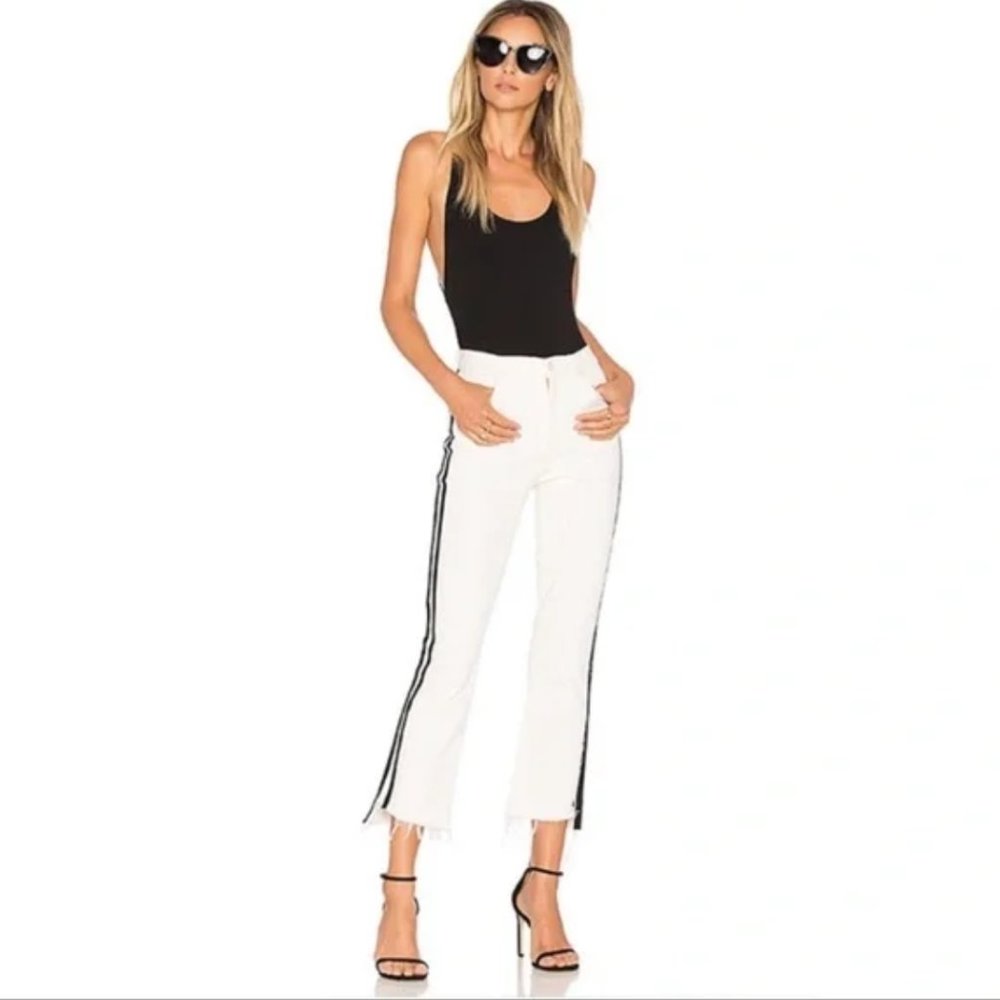 MOTHER Insider Crop Step Fray White & Black Stripe Whipping the Racer 27